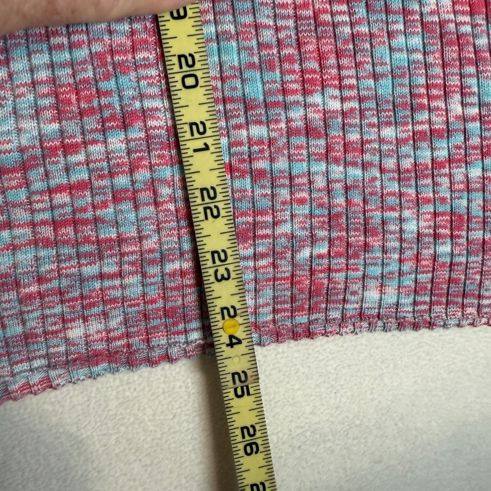 Sundance Womens XL Button Henley Top Pink Blue White‎ Ribbed Knit Long Sleeve - Picture 6 of 6